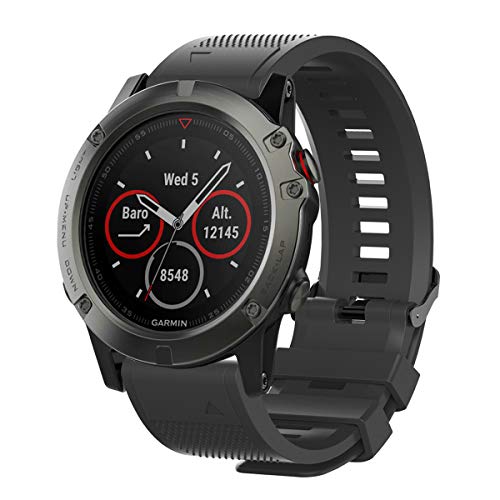2 Pack Compatible with Garmin Fenix 5 / Fenix 6 / Fenix 7 Band/Fenix 8 (47mm) Band, QuickFit 22mm Watch Band for Fenix 7 Pro/Fenix 6 Pro/Fenix 5 Plus Watch Bands (black/black)