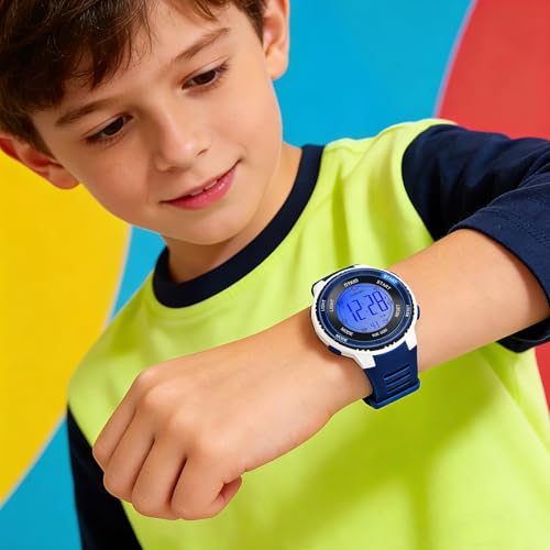 DTKID Digital Kids Watch 30 M Waterproof, 7 Color Lights Time Teaching Watch Easy to Read for Girls Boy 5-16