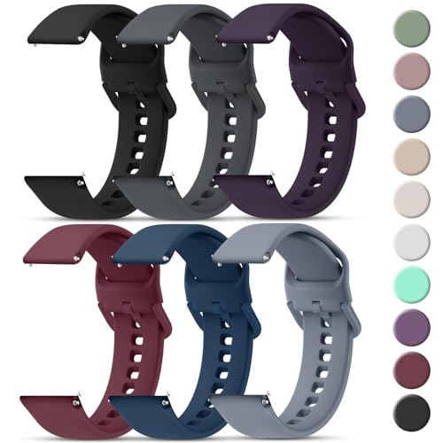 Tobfit 22mm Watch Bands Quick Release Watch Straps with Color Matched Metal Buckle, Soft Silicone Breathable Replacement Sport Watch Wristbands for Women Men