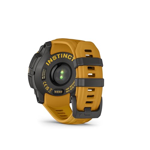 Garmin Instinct® 3 – 45 mm, Solar, Rugged Outdoor GPS Smartwatch, Built-in Flashlight, Alpine Rush Collection Limited Edition Color, Sunburst with Sunburst/Gray Band