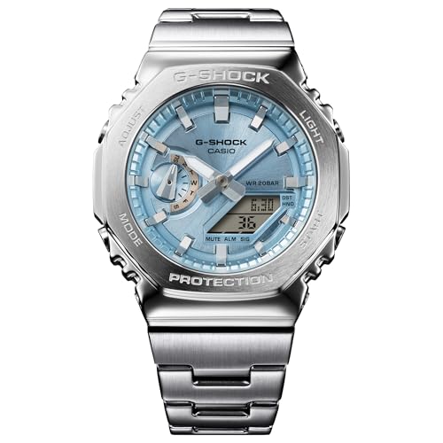 Casio G-Shock G-Steel GM2110D Analog-Digital Sky Blue Dial Stainless Steel Watch 43mm - GM2110D-2A