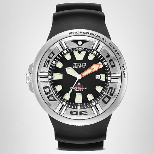Citizen Men's Eco-Drive Promaster Sea Dive Watch in Stainless Steel with Black Polyurethane Strap, Black Dial (Model: BJ8050-08E)
