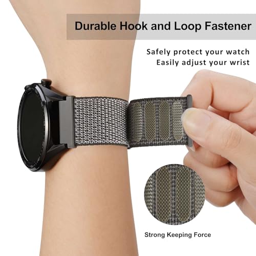 WOCCI 20mm Adjustable Nylon Watch Band, Quick Release Sport Loop Strap (Grey)