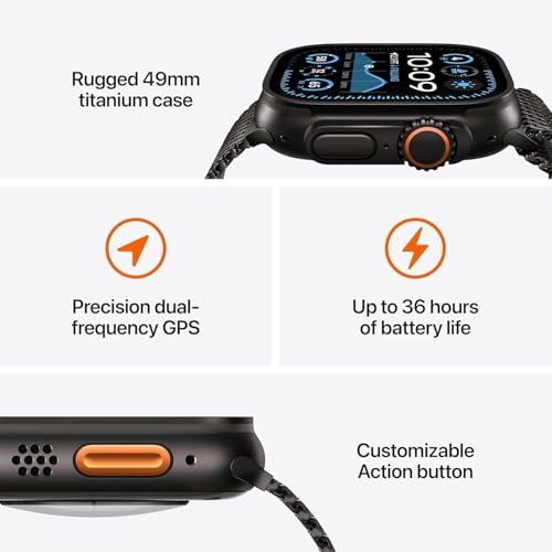 Apple Watch Ultra 3 [GPS + Cellular, 49mm] Black Titanium Case with Black Ocean Band (Renewed)