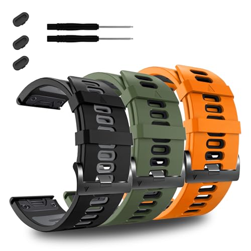 ZPJPPLX 26mm Easy Fit Watch bands For Tactix 8/Fenix 8 7X Pro 6X 5X,Soft Silicone Sport Straps Compatible for Garmin Tactix8/7/Fenix 6X Pro/5X Plus/Enduro3 2/Descent Mk2i/3i Epix Pro quatix 8 51mm