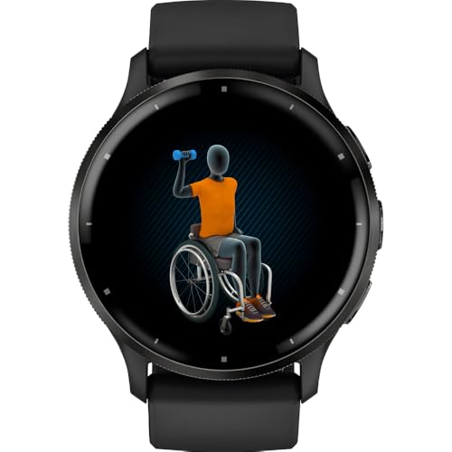 Garmin Venu 3 (Refurbished) Slate Stainless Steel Bezel 1.4-Inch AMOLED Touchscreen Display Smart Watch with 45mm Black Case and Silicone Band, 010-N2784-01