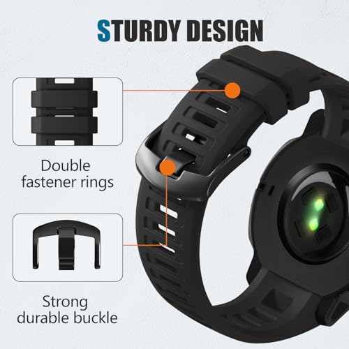 GEAK Compatible with Garmin Instinct Watch Bands Replacement, 22mm Soft Silicone Sport Strap Compatible with Garmin Instinct Band/Instinct 2 Watch Band/Solar/Tactical Smartwatch-Black Watch Band