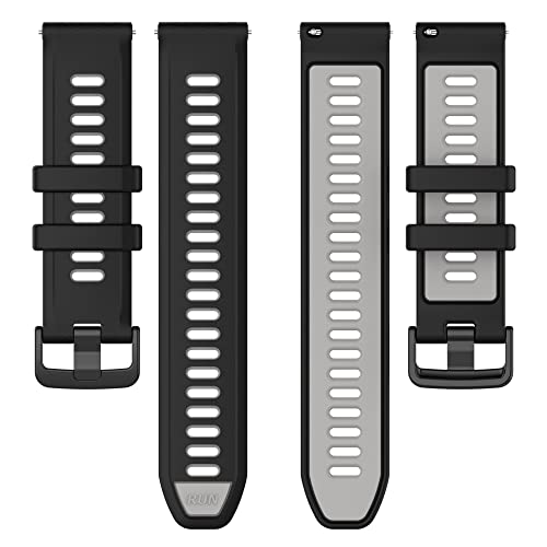Fit for Garmin Forerunner 265S 255S Watch Bands, 18mm Quick Release Durable Silicone Replacement Bands Wristbands Straps Bracelet Fit for Garmin Vivoactive 4S/Vivomove 3S/Venu 2S (Black&Gray)