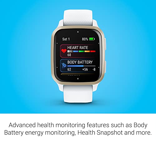 Garmin Venu® Sq 2 GPS Smartwatch, All-Day Health Monitoring, Long-Lasting Battery Life, AMOLED Display, Cream Gold and White (Renewed)