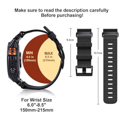 EKINGEEK for Garmin Watch Band, for Fenix 8 47mm/Fenix 7 /Fenix 6 Band - QuickFit 22mm Watch Band for EPIX Pro Gen 2 & Forerunner 965 - 22mm Nylon Watch Band for GARMIN Fenix 5 Plus/Fenix 6 Pro/Fenix 7 Pro