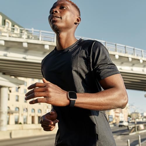 Maledan Sport Elastic Band Compatible for Fitbit Sense/Versa 3/Fitbit Versa 4/Sense 2 Bands Men Women, Breathable Nylon Stretchy Solo Loop Replacement Bands for Versa 3/ Versa 4, Black