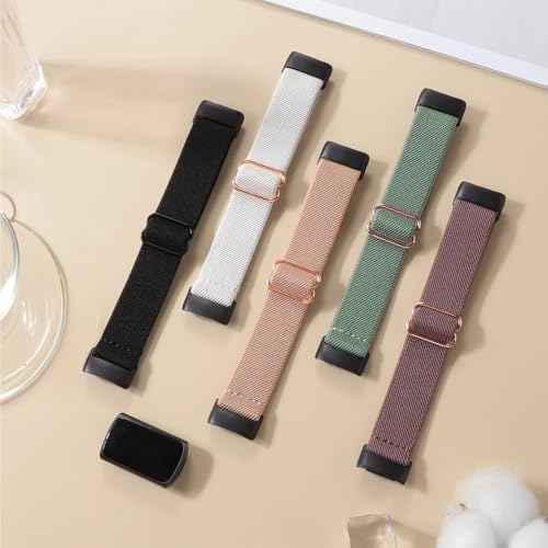 Folavii 5 Pack Stretchy Nylon Compatible with Fitbit Charge 6 Bands/Fitbit Charge 5 Bands for Women Men, Elastic Adjustable Straps Sport Replacement Wristbands for Fitbit Charge 5/6 Watch