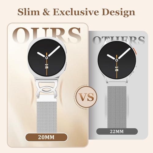 Adorve Metal Strap Compatible with Galaxy Watch 8 Band 40mm 44mm, Galaxy Watch 8 Classic Band 46mm, Milanese Magnetic No Gap Strap for Samsung Watch Bands for Women with Unique Design