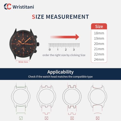 Wristitani 3 Pack Leather Watch Strap, 18mm 19mm 20mm 21mm 22mm 24mm Top Genuine Leather Watch bands for Men, Quick Release Vintage Wristband