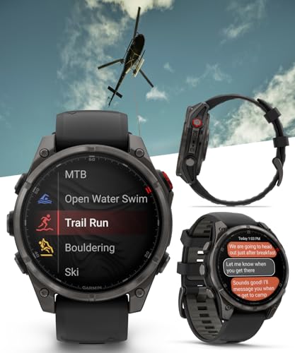 Garmin Fenix 7 Pro Solar Sapphire Multisport GPS Smartwatch, Titanium, Fog Gray/Ember Orange with Wearable4U E-Bank Bundle 47 x 47 x 14.5 mm