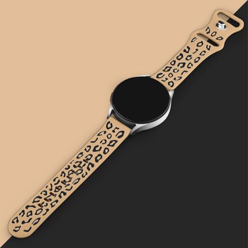 Meliya 22mm Leopard Engraved Watch Bands Quick Release Replacement Wristband, Soft Silicone Sport Replacement Straps for Men Women (Milk Tea-Black, 22mm)