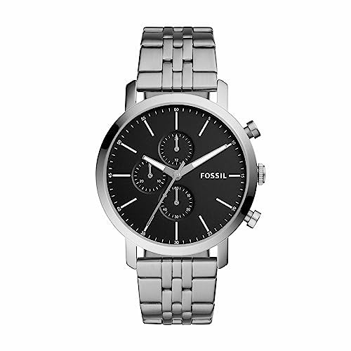 Fossil Men's Luther Quartz Stainless Chronograph Watch, Color: Silver (Model: BQ2328IE)