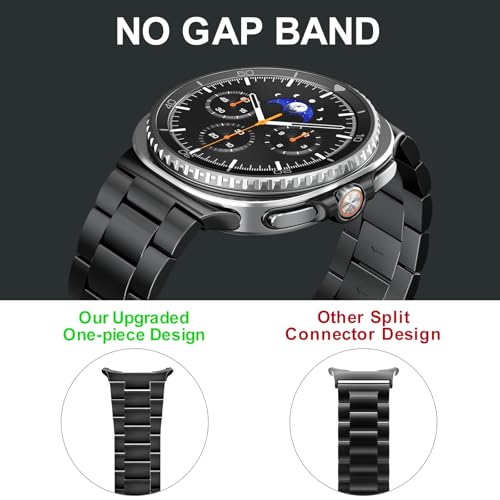 Metal Band Compatible with Samsung Galaxy Watch 8 40mm/44mm/Classic 46mm 2025,No Gap Business Stainless Steel Strap for Galaxy Watch8 Men Women,NOT for Other Models(Black)