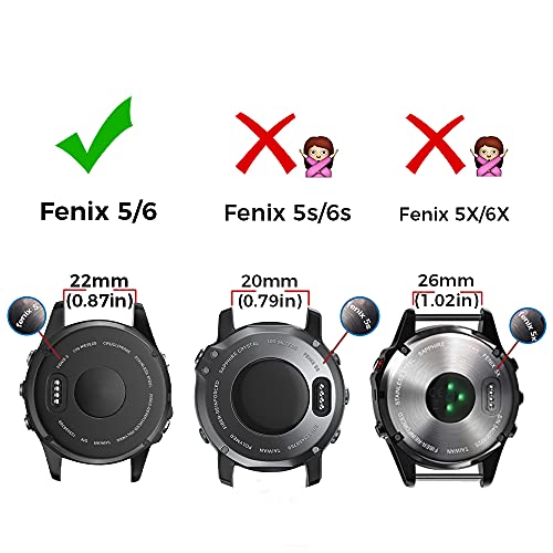 NotoCity Compatible with Fenix 6 Watchbands 22mm band for Fenix 8 47mm/Fenix 6/Fenix 6 Pro/Fenix 5/Fenix 5 Plus/Forerunner 935/Forerunner 945/Approach S60/Quatix 5(Black)