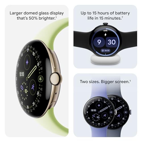 Google Pixel Watch 4 (45mm) - Android Smartwatch with Heart Rate and Sleep Tracking - 30-Hour Battery - Fitness Tracking - Google AI - Satin Moonstone Aluminum Case - Moonstone Active Band - Wi-Fi