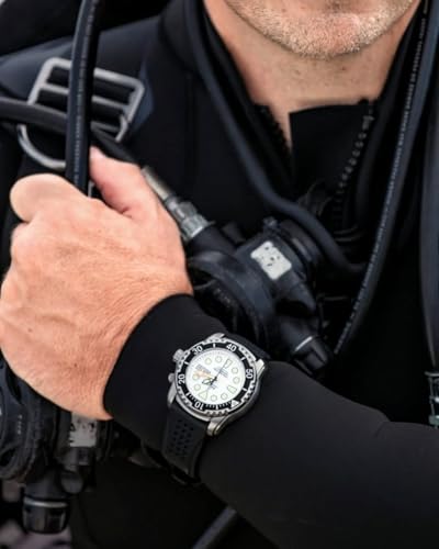 RATIO FreeDiver Helium-Safe Dive Watch Sapphire Crystal Automatic Diver Watch 1000M Water Resistant Diving Watch for Men (White)