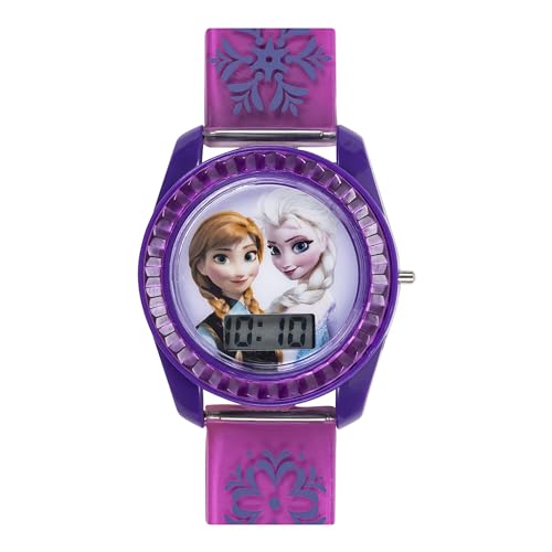 Disney Frozen Kids Digital Watch – Anna & Elsa LCD Timepiece, Purple Printed Strap, Easy-Read Display, Lightweight & Comfortable – Fits Wrists 5.5" to 8"