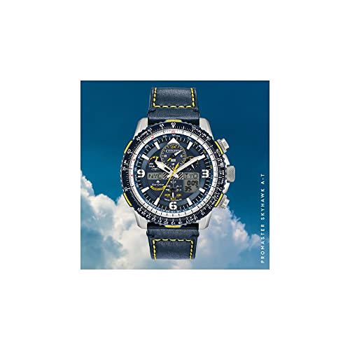 Citizen Men's Eco-Drive Promaster Air Skyhawk Atomic Time Keeping Pilot Watch in Stainless Steel with Blue Leather Strap, Blue Dial (Model: JY8078-01L)