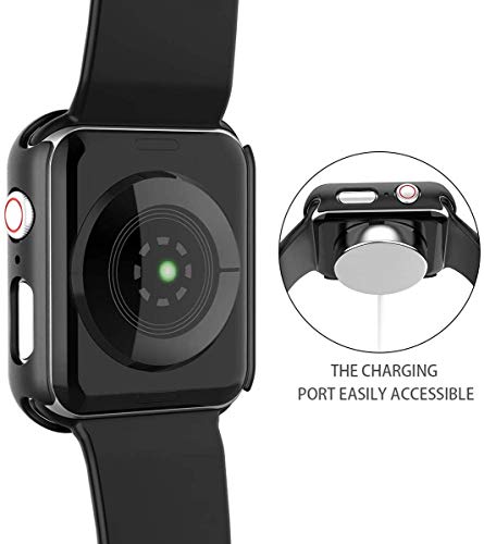Misxi 2 Pack Hard PC Case with Tempered Glass Screen Protector Compatible with Apple Watch SE 3 (2025) SE 2 SE Series 6 Series 5 Series 4 40mm, Black