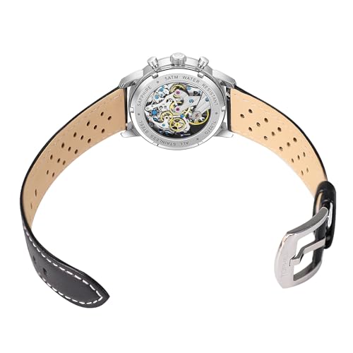 Men's Mechanical Chronograph 40 mm Seagull ST1901 Movement Pilot Watches Manual Winding Men Watch Sapphire Luminous Men's Mechanical Wristwatch (Black)