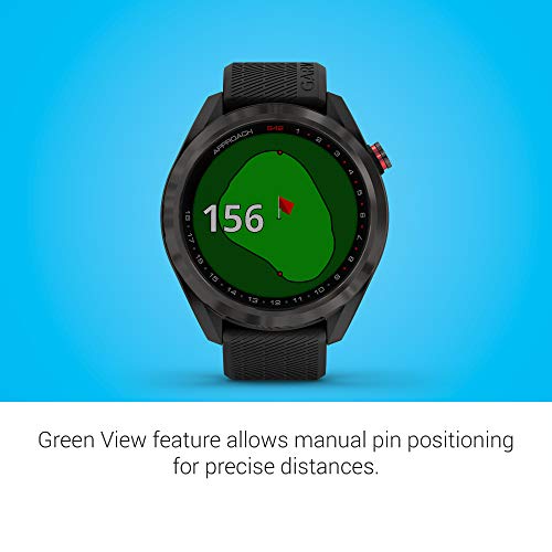 Garmin Approach S42, GPS Golf Smartwatch, Lightweight with 1.2" Touchscreen, 42k+ Preloaded Courses, Gunmetal Ceramic Bezel and Black Silicone Band, 010-02572-10 (Renewed)
