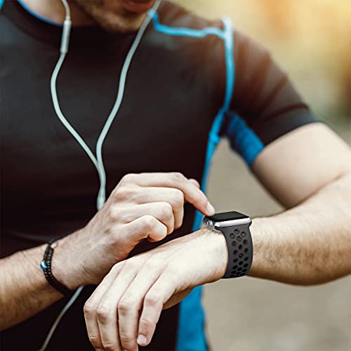 Lerobo Compatible with Apple Watch Band 44mm 45mm Series 10 11 46mm 42mm 49mm Men Women,Soft Silicone Breathable Sport Band Compatible for Apple Watch Ultra SE 3 2 for iWatch Series 9 8 7 6 5 4 3 Black