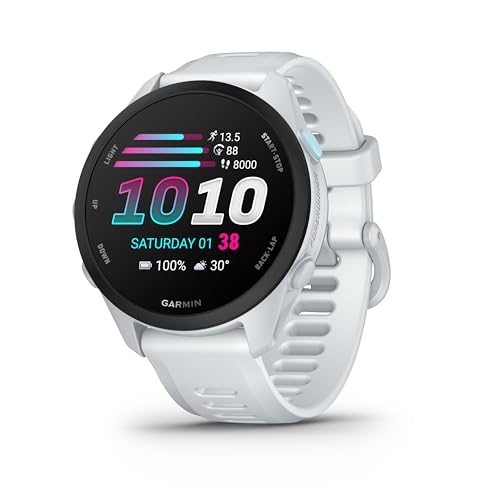 Garmin Forerunner® 70, Easy-to-Use GPS Running Smartwatch, Advanced Training Metrics and Recovery Insights, Up to 13 Days of Battery Life, Whitestone