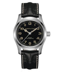 Hamilton Khaki Field Murph Automatic Men's Watch, 42mm Stainless Steel Case, Swiss Made, Black Dial Analog Wrist Watch for Men, 100m Waterproof, Sapphire Crystal, Cow Leather Strap