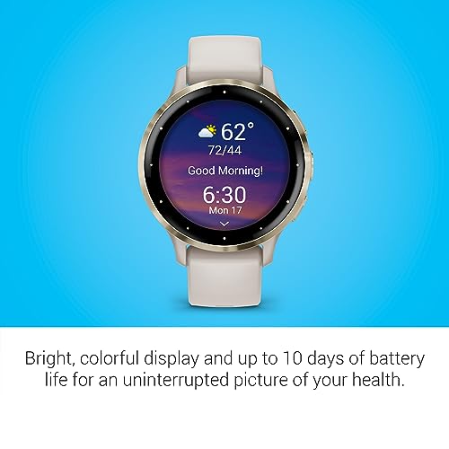 Garmin Venu 3S (Refurbished) Soft Gold Stainless Steel Bezel 1.2-Inch AMOLED Touchscreen Display Smart Watch with 41mm Ivory Case and Silicone Band, 010-N2785-04