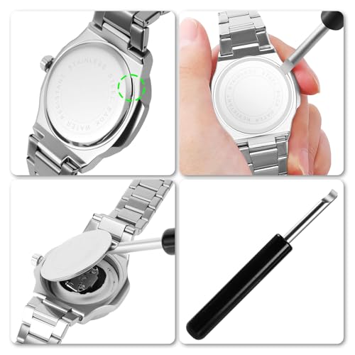 Botober 4 PCS Professional Watch Back Removal Tool，Pry Back Case Opener， Battery Replacement Set, Watch Repair Kits