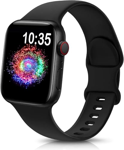 TreasureMax Sport Band Compatible with Apple Watch Bands 38mm 40mm 41mm 42mm 44mm 45mm 46mm 49mm Men Women, Soft Silicone Strap for iWatch Series 11 10 9 8 7 6 5 4 3 2 1 Ultra SE Black
