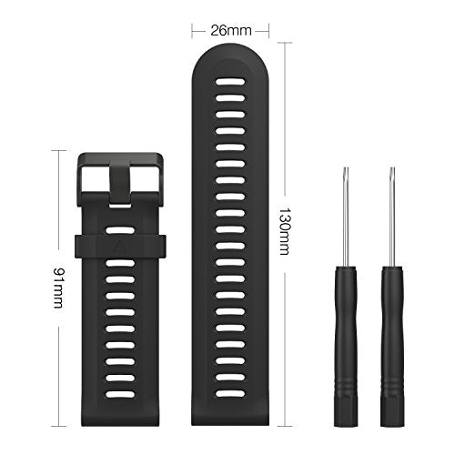 MoKo Band Compatible with Garmin Fenix 3/Fenix 5X, Soft Silicone Replacement Watch Band fit Garmin Fenix 3/Fenix 3 HR/Fenix 5X/5X Plus/D2 Delta PX/Descent Mk1 Smart Watch - Black