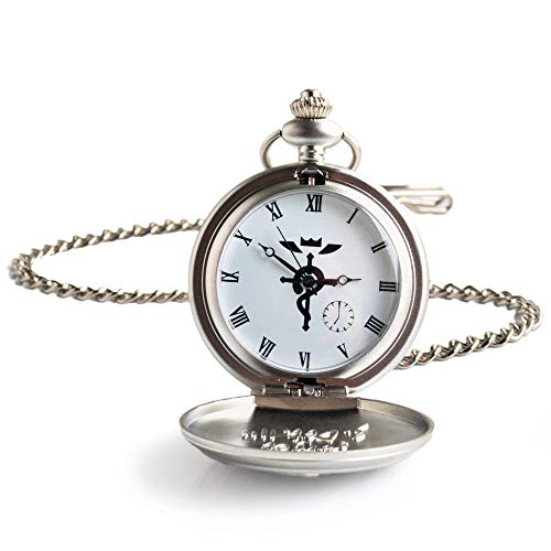 BOSHIYA Fullmetal Alchemist Pocket Watch with Chain Vintage Quartz Pocket Watch for Cosplay Accessories Anime Merch