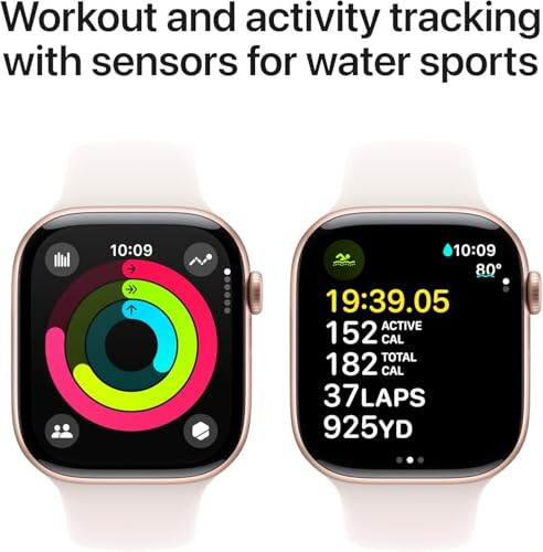 Apple Watch Series 10 [GPS + Cellular, 46mm] - Rose Gold Aluminum Case with Light Blush Sport Band, M/L (Renewed)