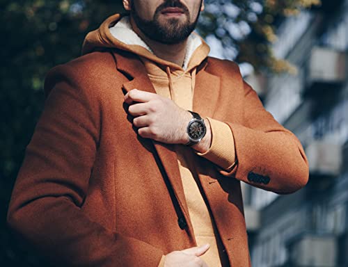 Olytop Quick Release Leather Watch Band - Choice of Width -20mm 22mm Watch Bands, Top Layer Cowhide Leather Watch Straps Replacement Wristband for Men Women, Black+Brown