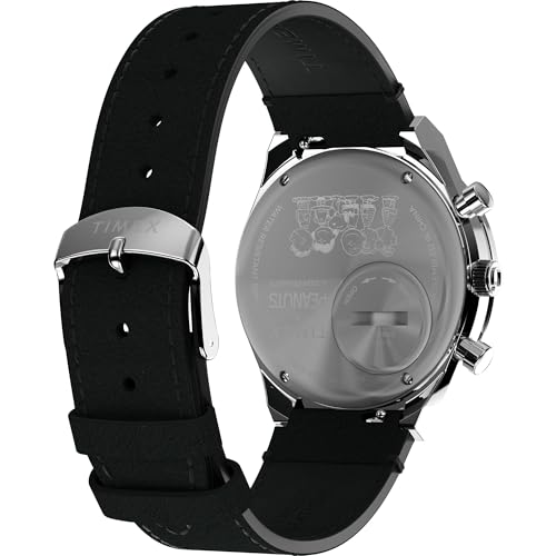 Timex Men's Peanuts Q 40mm Watch - Black Strap White Dial Stainless Steel Case