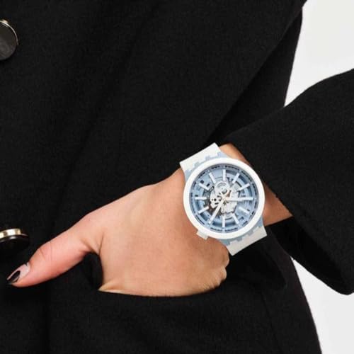 Swatch Big Bold Bioceramic Lacquered Unisex Watch Casual Plastic White Automatic Waterproof Whice