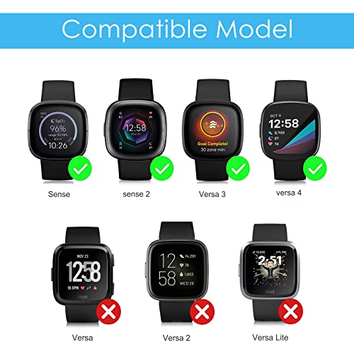 FINTIE Band Compatible with Fitbit Versa 4 3 / Sense 2 1, Soft Woven Nylon Sport Replacement Strap Wrist Bands (Black)