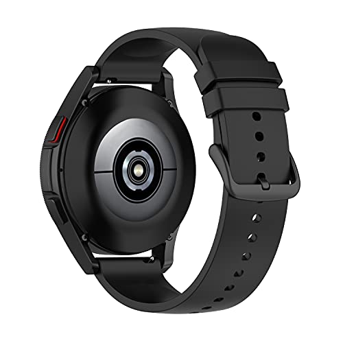 Suoman for Samsung Galaxy Watch 4 Classic 42mm/46mm,Galaxy Watch 4 5 6 7 40mm/44mm,Galaxy Watch 5 Pro 45mm Band, 20mm Adjustable Soft Silicone Replacement Strap Band-Black