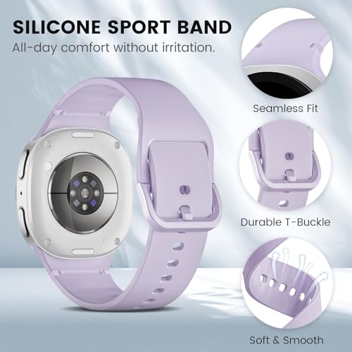 BandRain 6 Pack Sport Bands Compatible with Samsung Galaxy Watch 8 Band 40mm 44mm/Galaxy Watch 8 Classic 46mm, Waterproof Soft Silicone Strap Wristband for Galaxy Watch 8/8 Classic 2025 Women Men (6 Pack-Black+Pink+Mint Green+Purple+Sand Pink+Starlight)