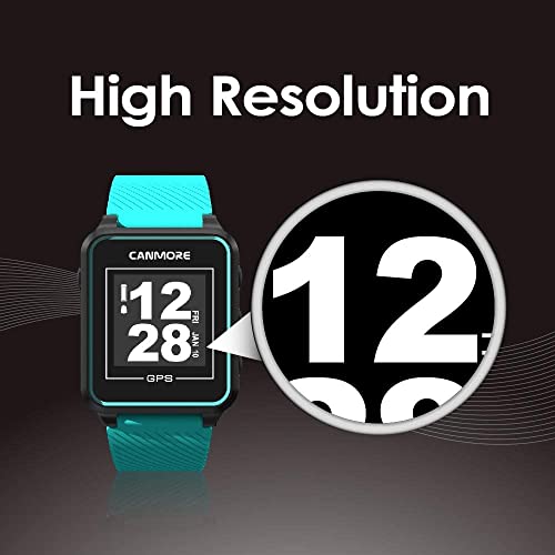 CANMORE TW353 Golf GPS Watch for Men and Women, High Contrast LCD Display, Free Update Over 41,000 Preloaded Courses Worldwide, Lightweight Essential Golf Accessory for Golfers, Turquoise/Gray