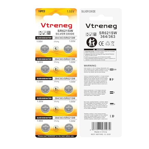 10 Pack 364 SR621SW Watch Battery 363 164 AG1 1.55V Silver Oxide Battery