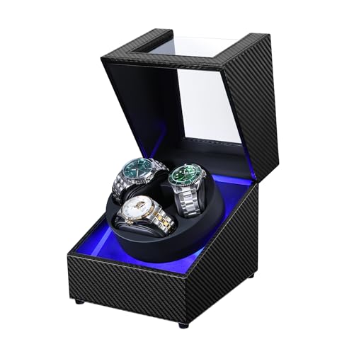 Anyasun Watch Winder for Automatic Watches,3 Watch Winder Box with LED Display, Ultra Quiet Japanese Motor,4 Rotation Modes,Watch Shark for Men & Women,USB-C Power