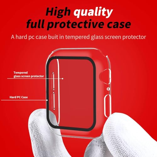 Smiling 2 Pack Case Compatible with Apple Watch SE 3 (2025)/ SE 2/ SE/Series 6/5/4 40mm with Tempered Glass Screen Protector, Hard PC Case Overall Protective Cover- Transparent