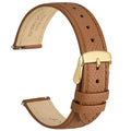 WOCCI 16mm Grace Watch Band for Ladies, Top Grain Leather, Quick Release Replacement Strap with Gold Buckle (Brown)